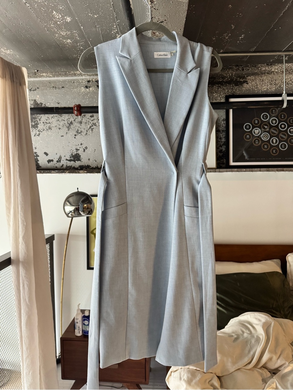 Calvin Klein Light Blue Sleeveless Long Vest Dress
